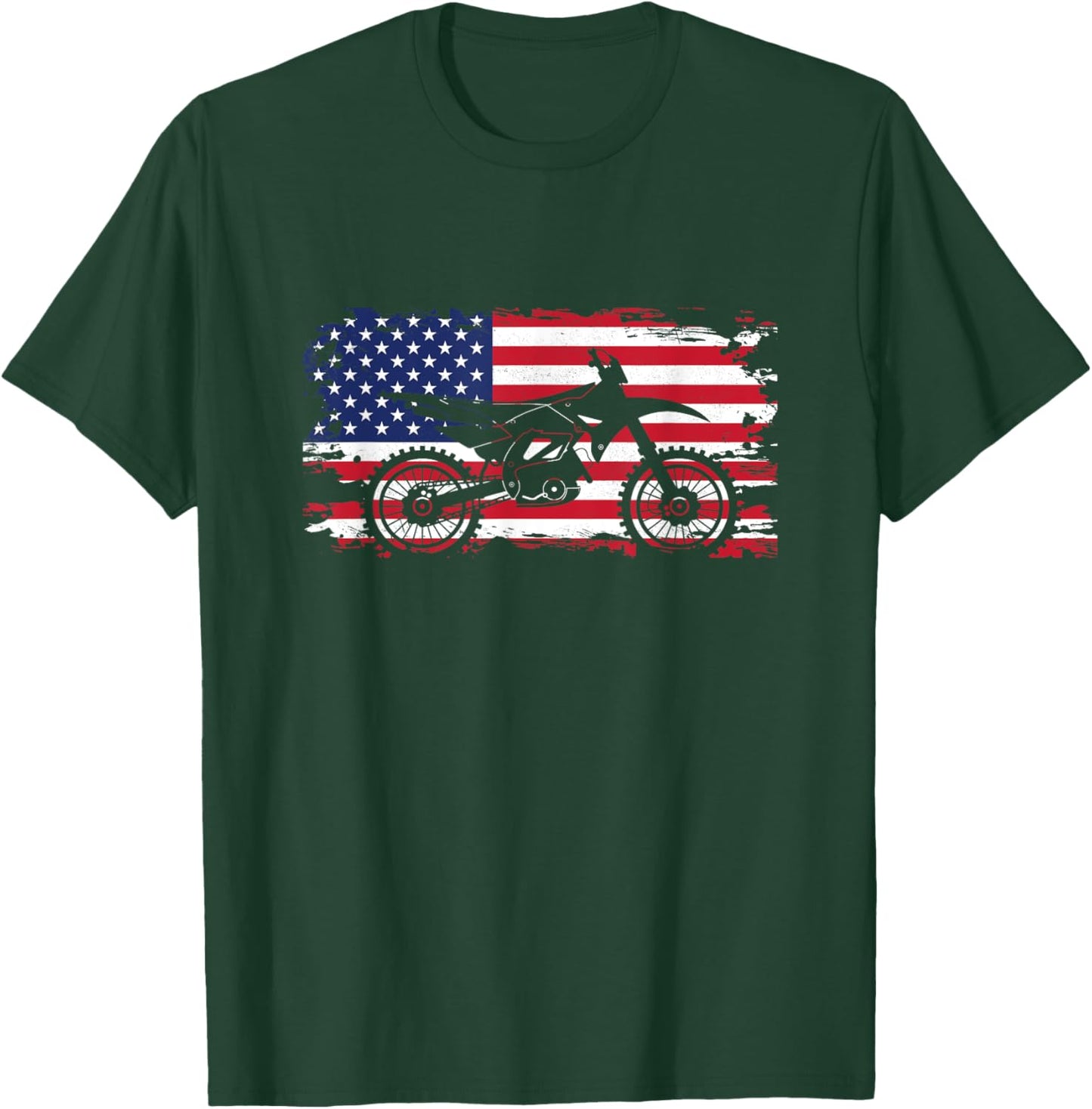 American Flag Motocross Apparel - Motocross Dirt Bike T-Shirt - T-Shirt | Forest
