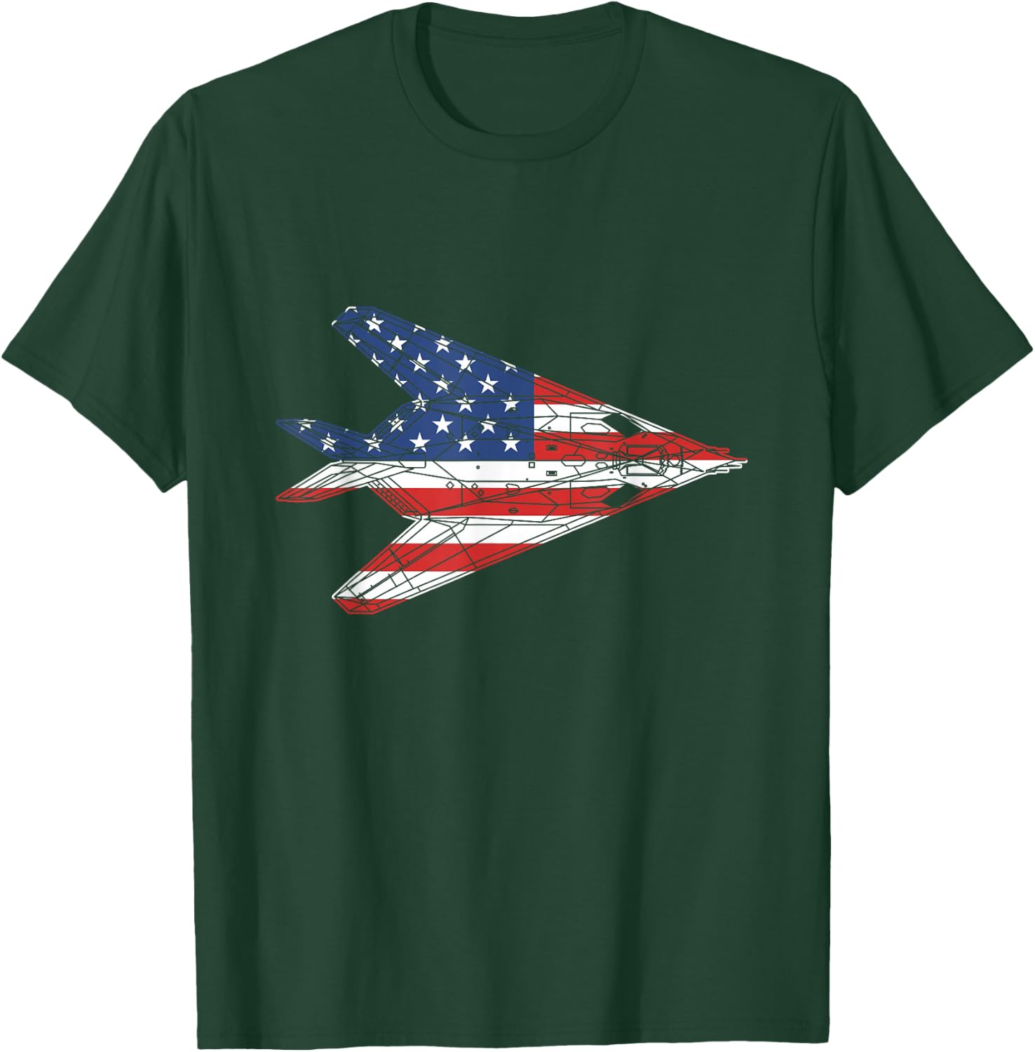 F-117 Stealth Nighthawk Aircraft American Flag F117 T-Shirt - T-Shirt | Forest