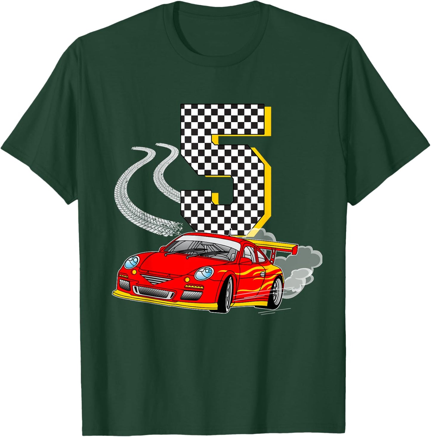 I am 5 Years Old Racing Car Boys Kids Crew 5th Birthday Race T-Shirt - T-Shirt | Forest