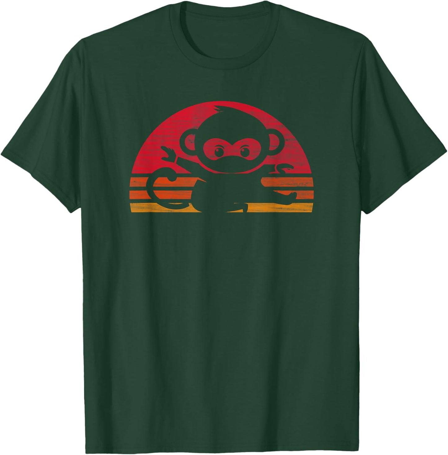 Retro Monkey Ninja Silhouette Vintage Gift T-Shirt - T-Shirt | Forest