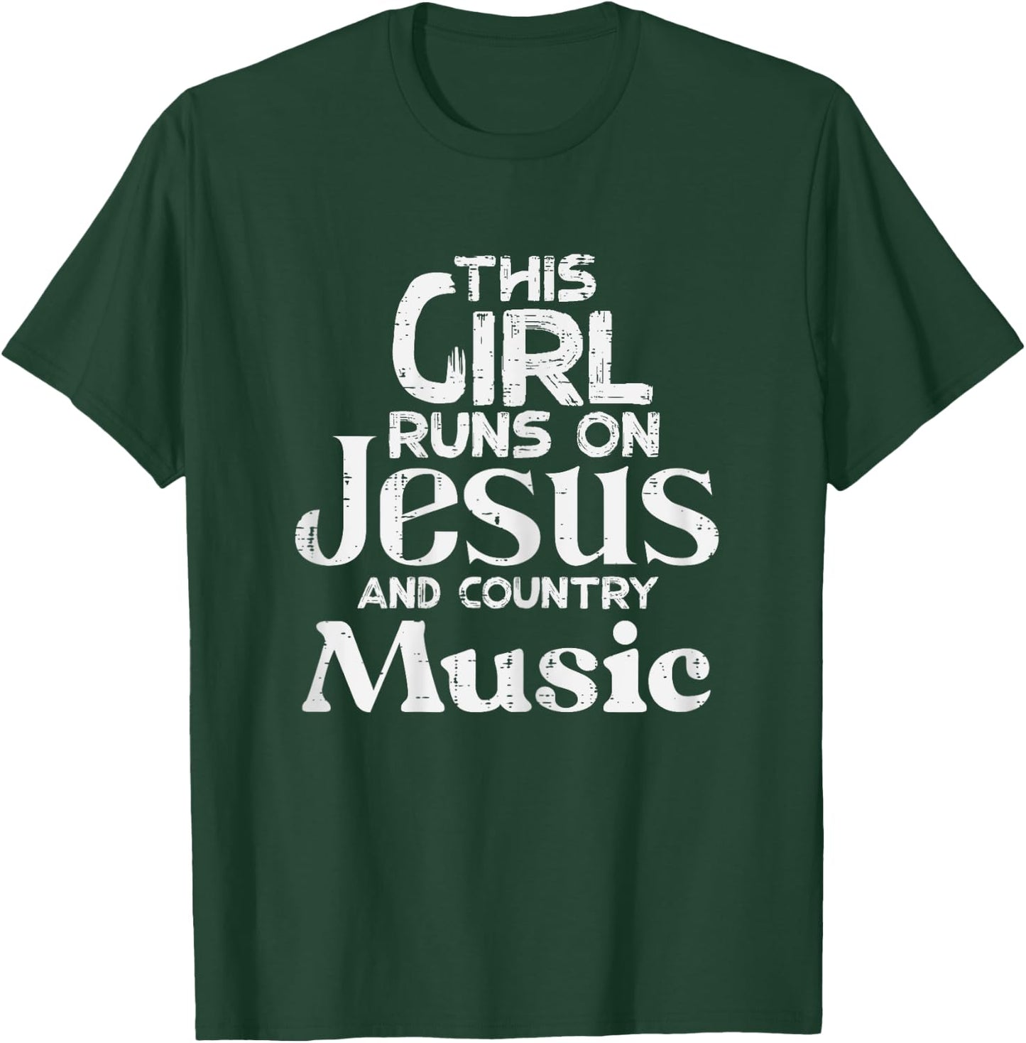 This Girl Runs On Jesus Country Music Christian Girls Women T-Shirt - T-Shirt | Forest