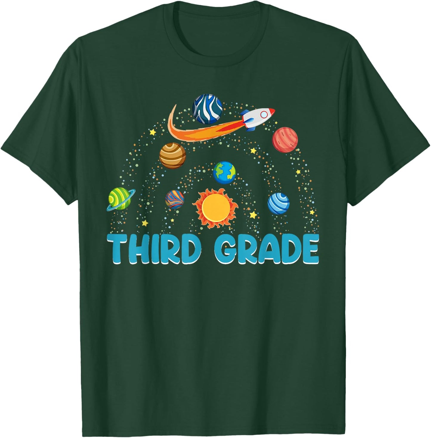 Third Grade Outer Space Solar System Planet Rainbow T-Shirt - T-Shirt | Forest