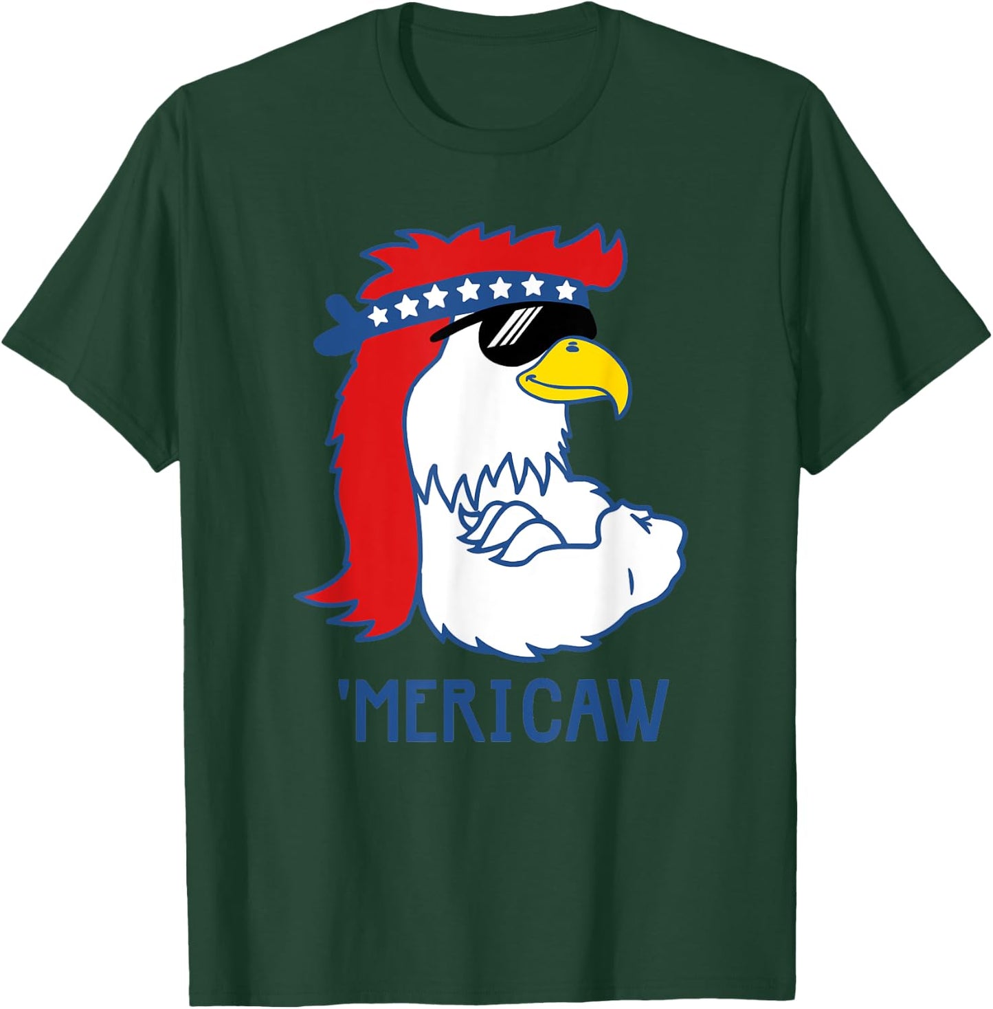 Trendy 'Mericaw Cool Muscle Eagle T-Shirt - T-Shirt | Forest