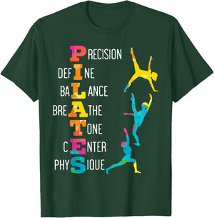Pilates Fitness Exercise Training Contrology Meditation T-Shirt - T-Shirt | Forest