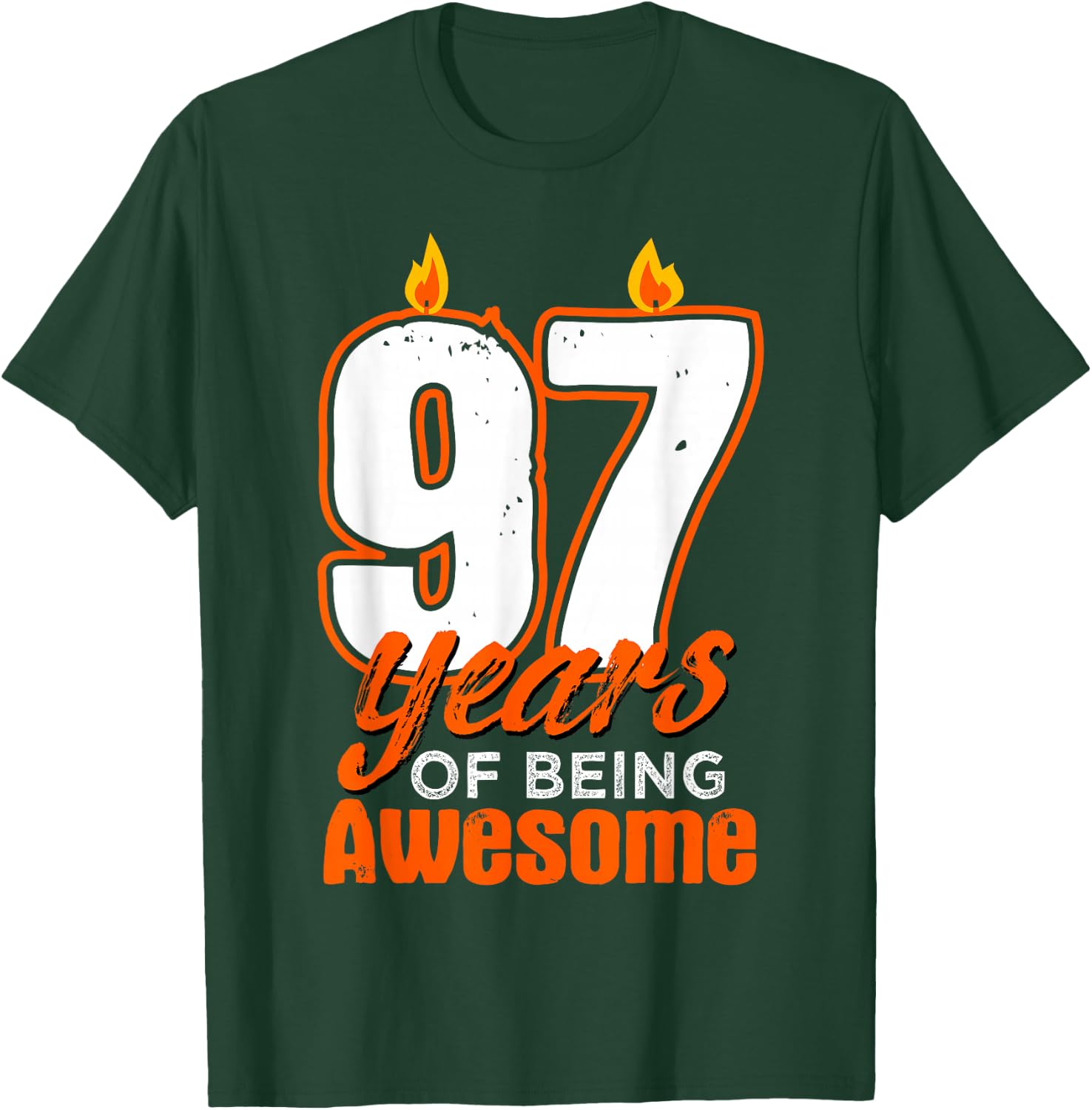 Candle 97 Birthday Party Wishes Cake Decoration Candlelight T-Shirt - T-Shirt | Forest