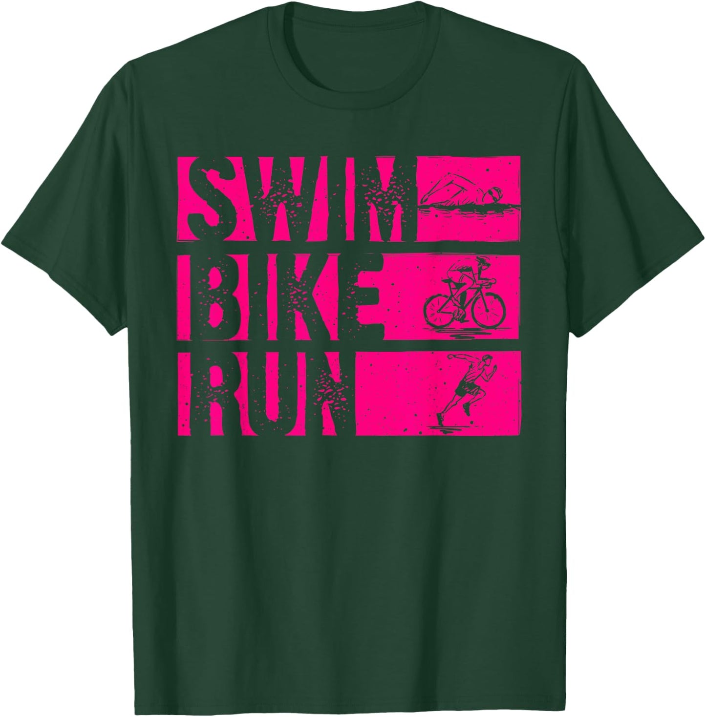Funny Triathlon Swim Bike Run Design Men Women Triathletes T-Shirt - T-Shirt | Forest