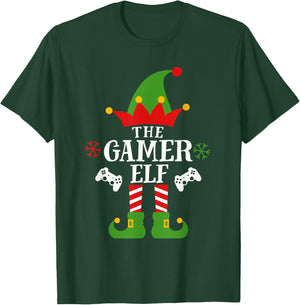 Gamer Elf Matching Video Game Christmas Pajama For Boys Kids T-Shirt - T-Shirt | Forest