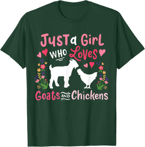 Goat Chicken Just A Girl Who Loves Goats And Chickens T-Shirt - T-Shirt | Forest