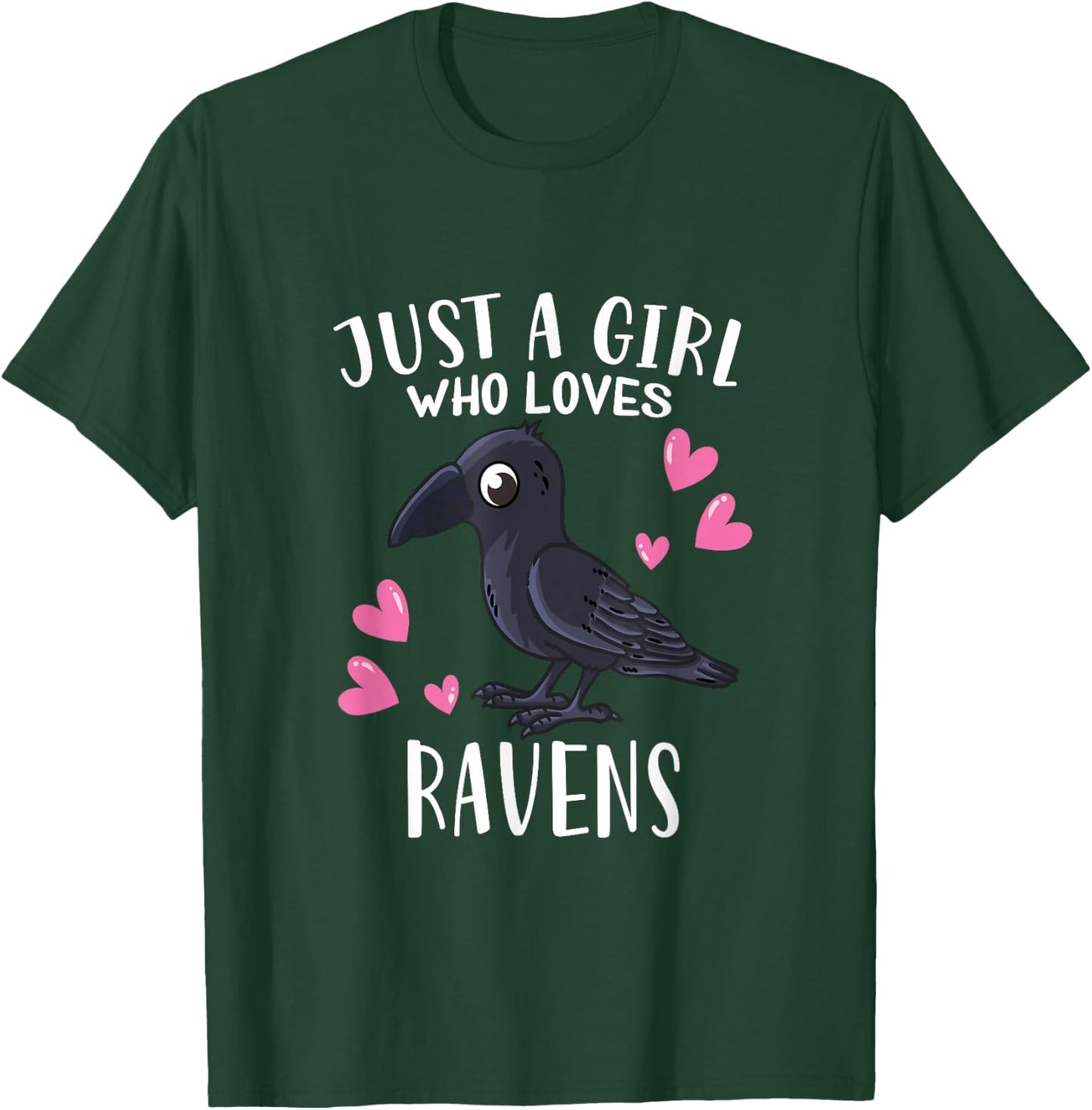 Raven Crow Lovers Just A Girl Who Loves Ravens T-Shirt - T-Shirt | Forest