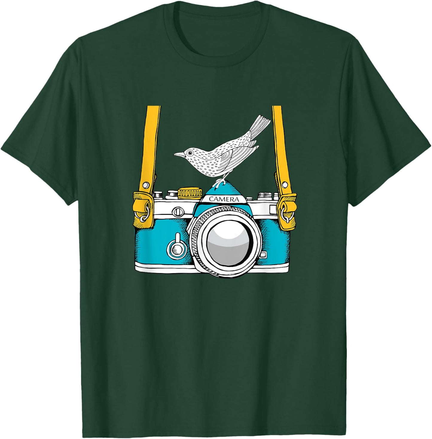 Bird on a Vintage Camera a Bird Photographer T-Shirt - T-Shirt | Forest