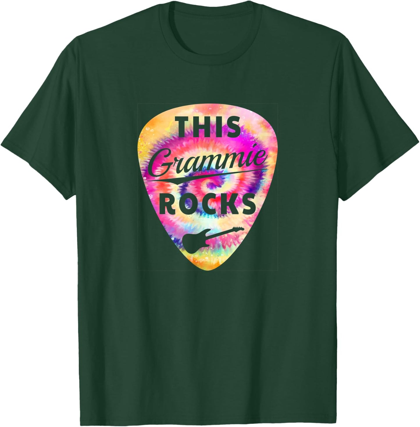 Personalized This Grammie Rocks - Fun Tie Dye Guitar Pick T-Shirt - T-Shirt | Forest