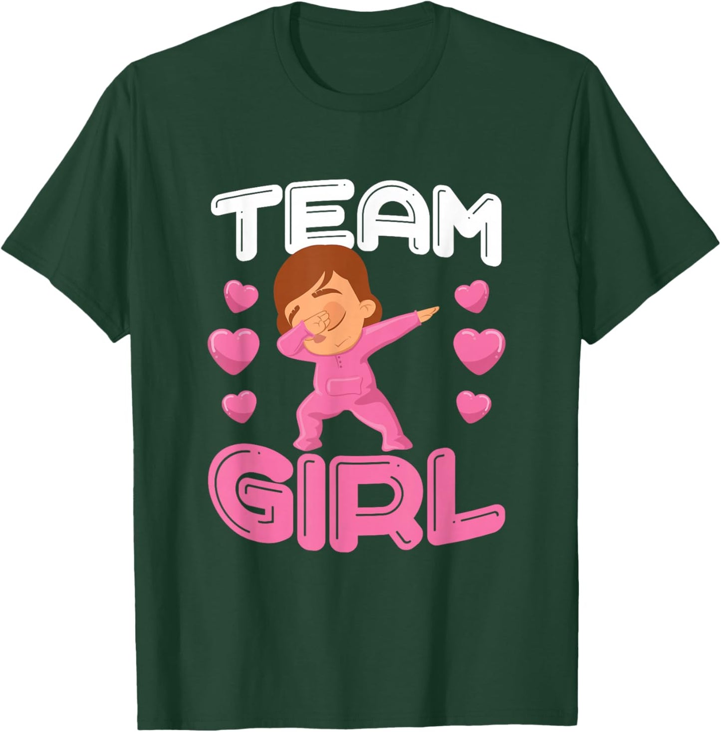 Cute Team Girl Gender Reveal Dabbing White Baby It's A Girl T-Shirt - T-Shirt | Forest