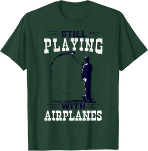 Still Playing With Airplanes Funny Control Line T-Shirt - T-Shirt | Forest