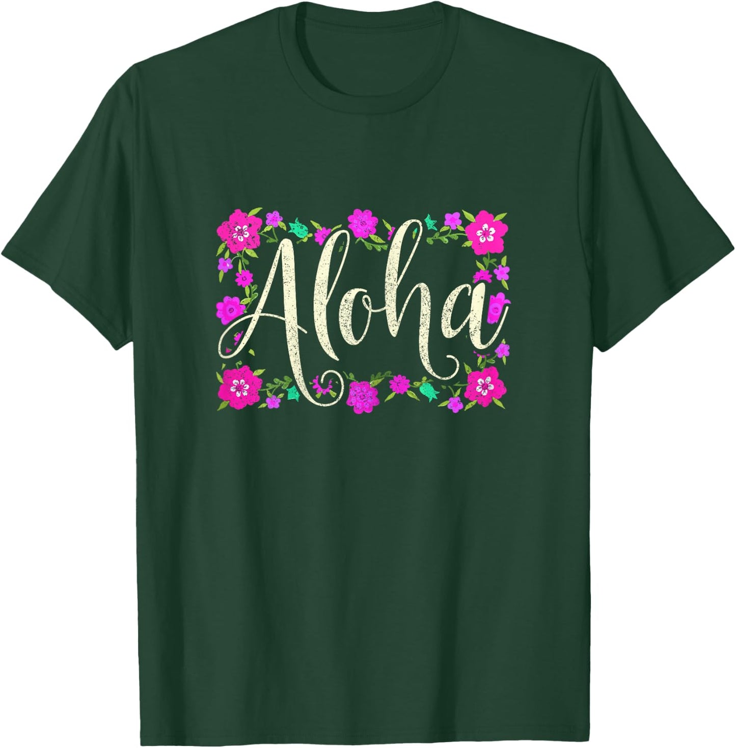 Aloha Hawaiian Flowers Flower Surfer Vintage Hawaii T-Shirt - T-Shirt | Forest