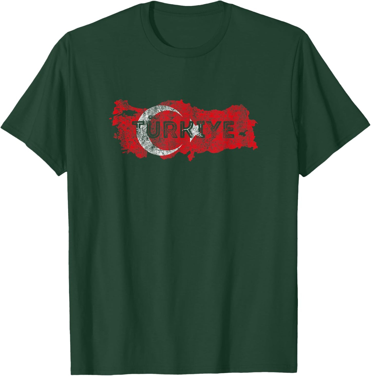 Turkish Map and Flag Souvenir - Distressed Turkiye T-Shirt - T-Shirt | Forest