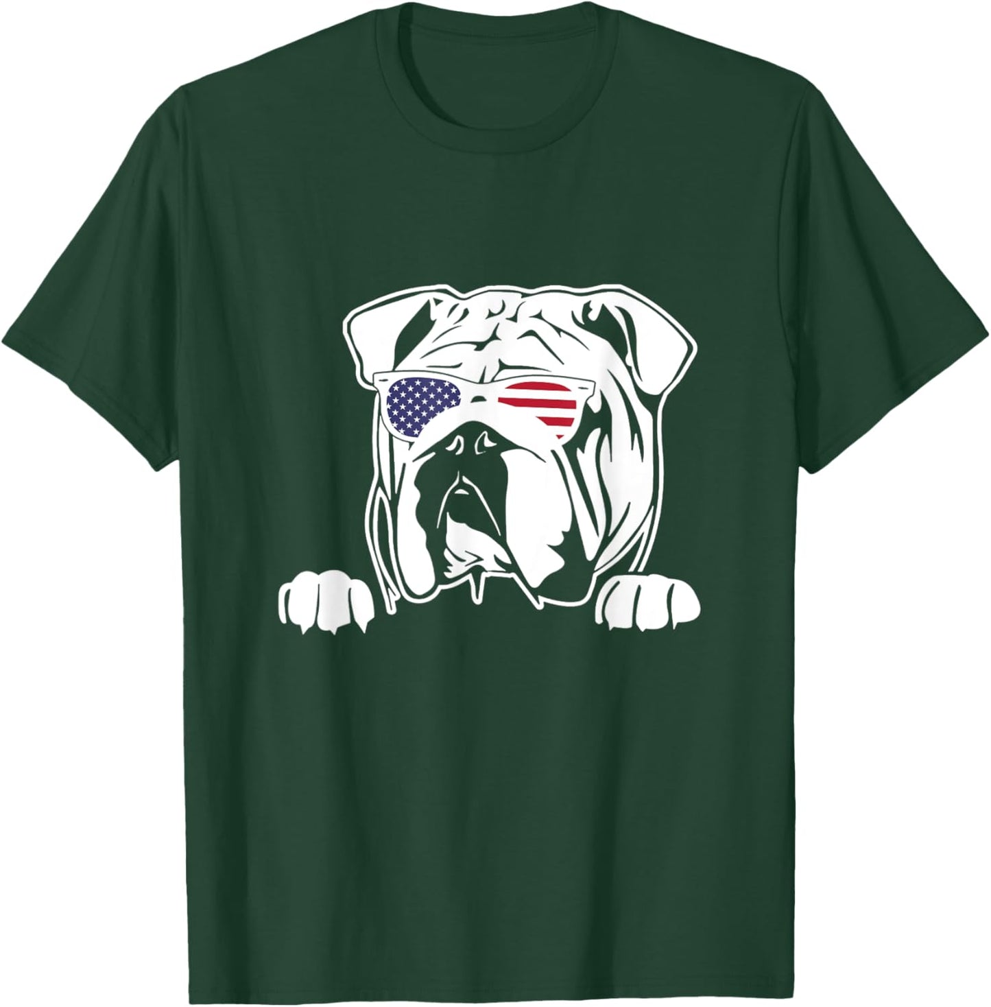 Olde English Bulldogge American Flag T-Shirt - T-Shirt | Forest
