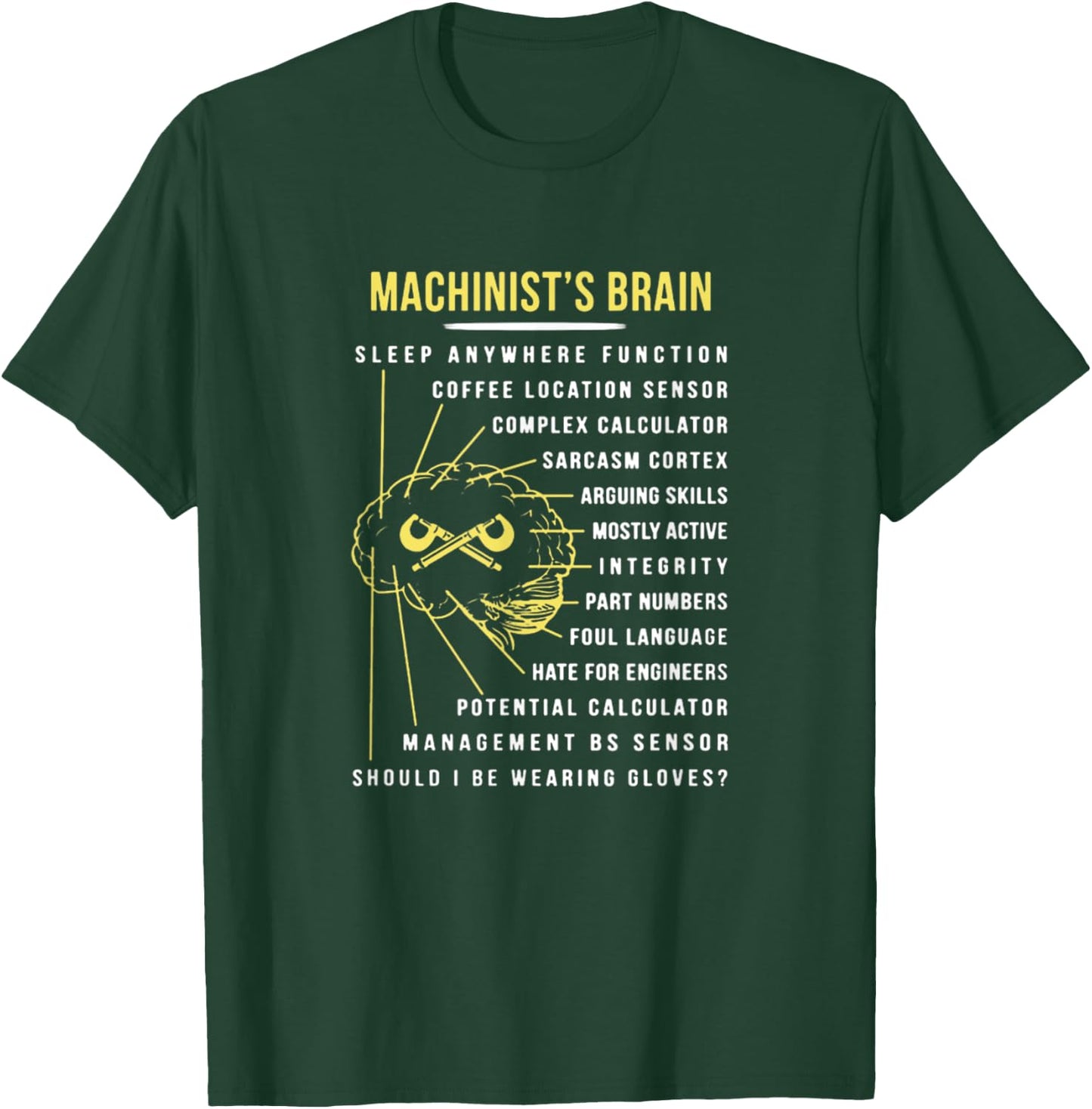 Machinist's Brain Lots Of Things Run Through It T-Shirt - T-Shirt | Forest