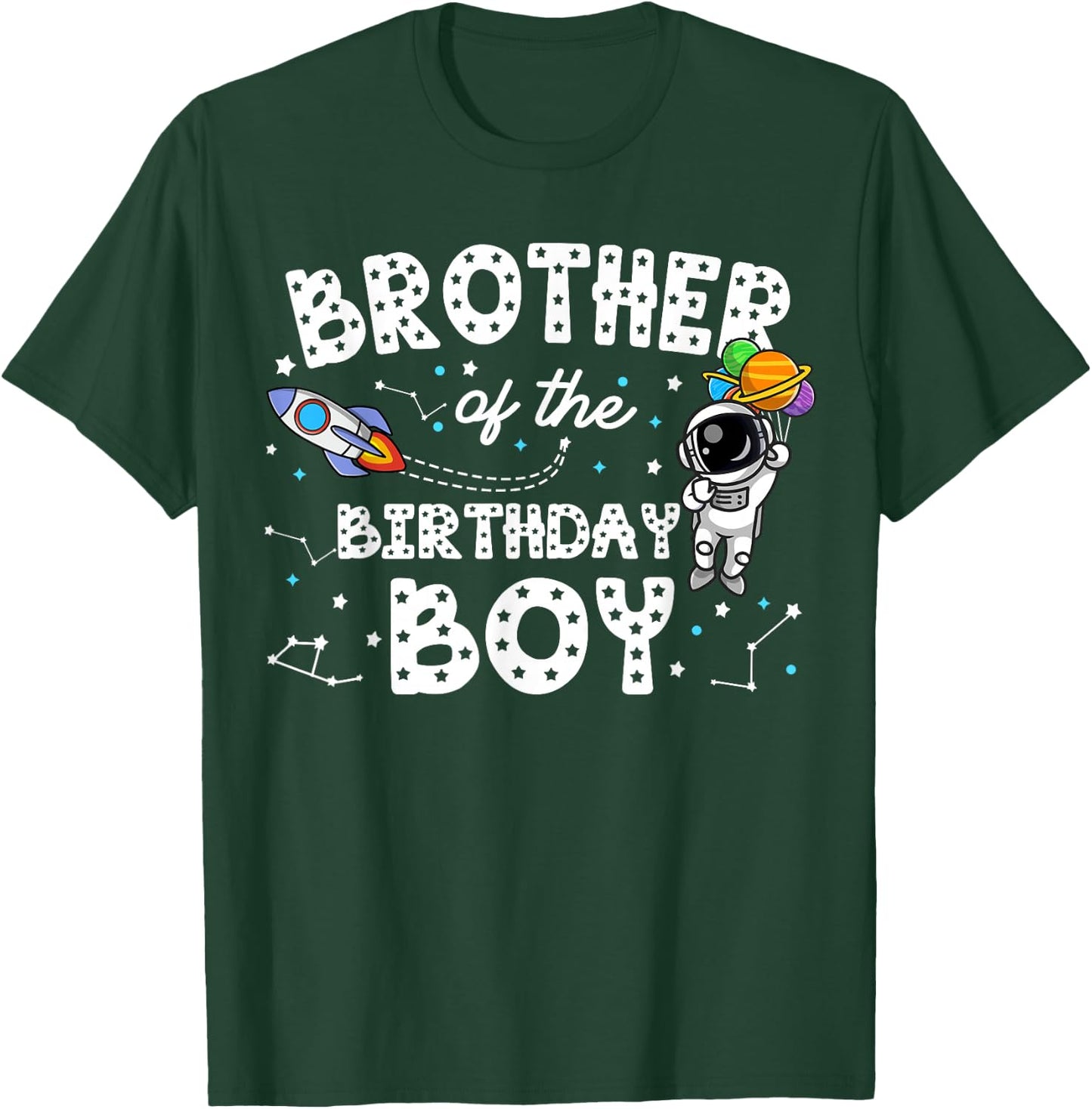 Brother of the Birthday Astronaut Boy Space Theme Birthday T-Shirt - T-Shirt | Forest