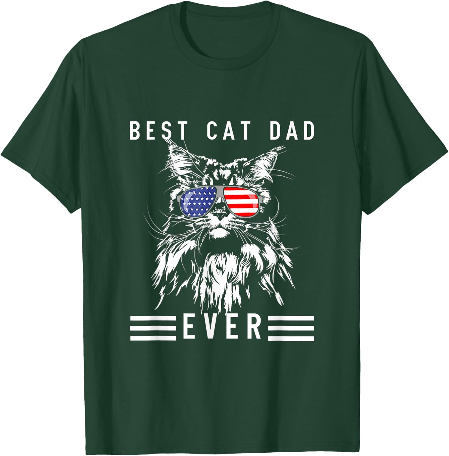 Funny Maine Coon Cat Best Cat Dad Ever Funny Cat Maine Coon T-Shirt - T-Shirt | Forest