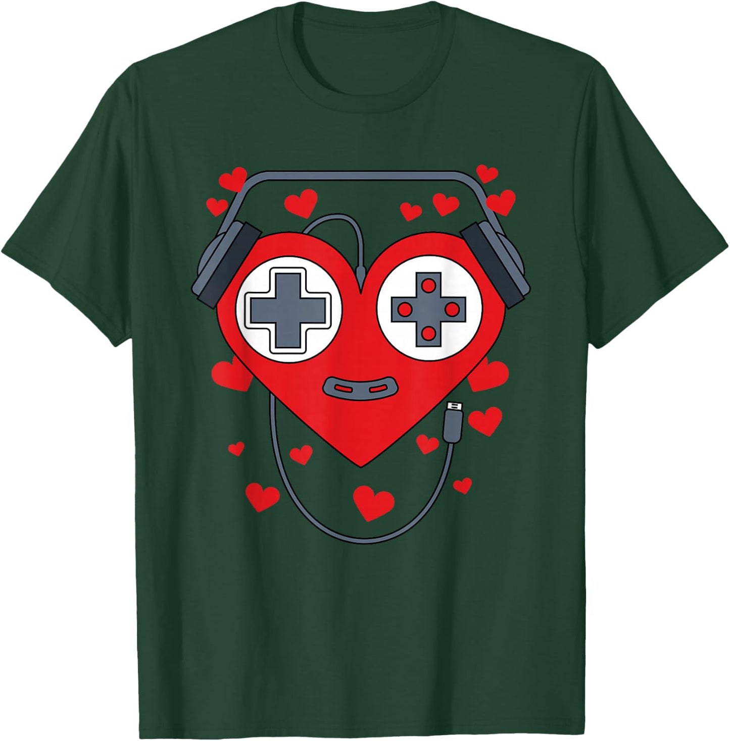 Gamer Heart Gift - Game Lover Men Kids Boys Valentines Day T-Shirt - T-Shirt | Forest