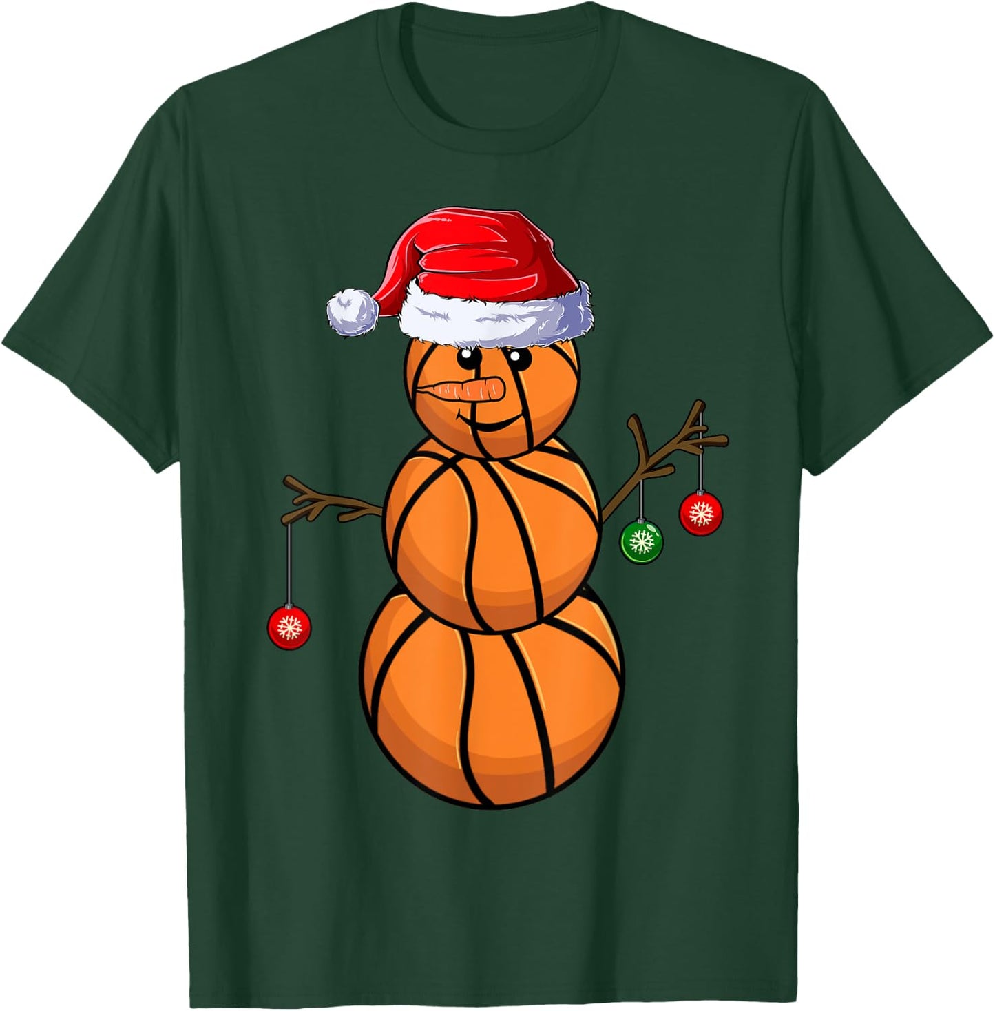 Basketball Snowman Balls Christmas Pajama Boys Kid T-Shirt - T-Shirt | Forest