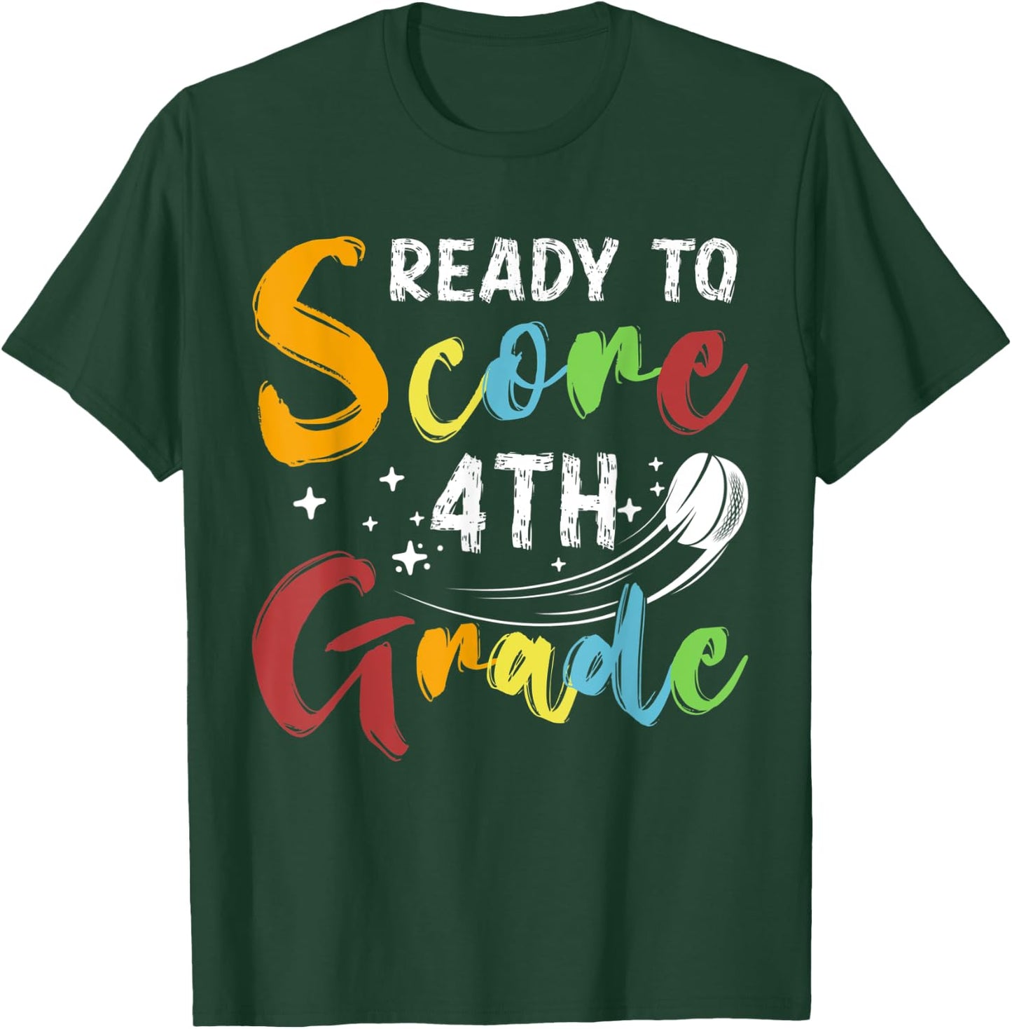 Funny 4th Grade Ready To Score Hockey Puck Back To School T-Shirt - T-Shirt | Forest