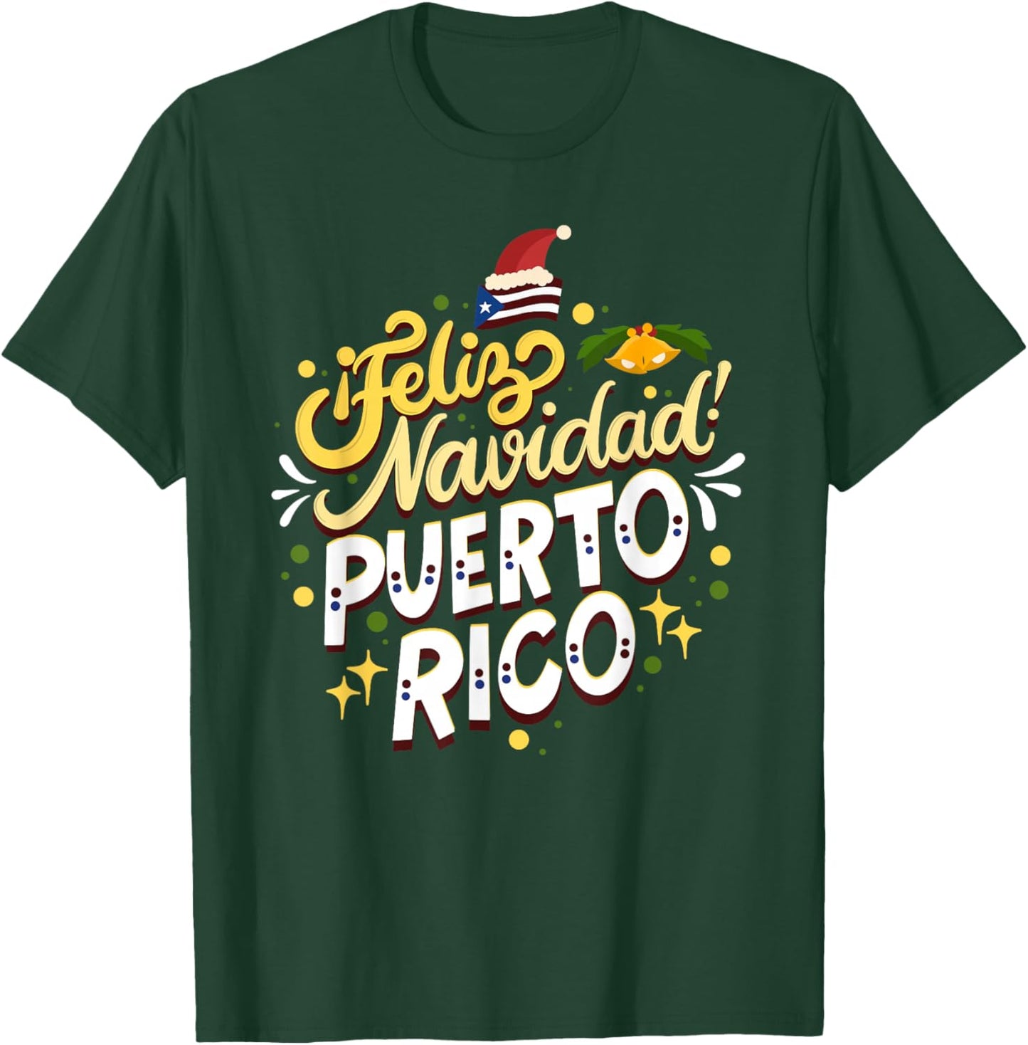 Feliz Navidad Puerto Rico - Christmas Wishes From Boricua T-Shirt - T-Shirt | Forest