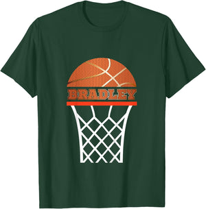 Kids Basketball Apparels Boy Custom Name Bradley Youth Shirt Gift T-Shirt - T-Shirt | Forest