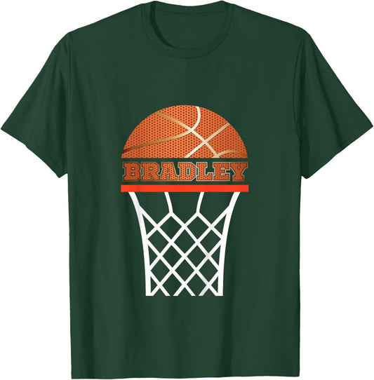 Kids Basketball Apparels Boy Custom Name Bradley Youth Shirt Gift T-Shirt - T-Shirt | Forest