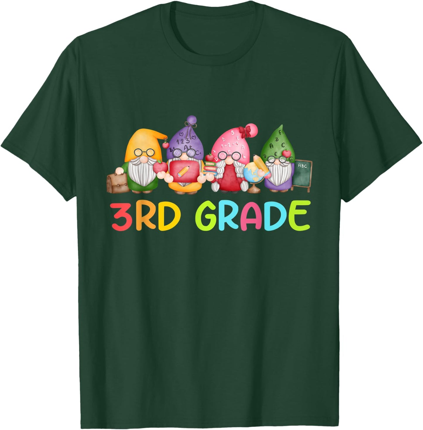3rd Grade Gnome Back To School Funny Gnomies Teacher Student T-Shirt - T-Shirt | Forest