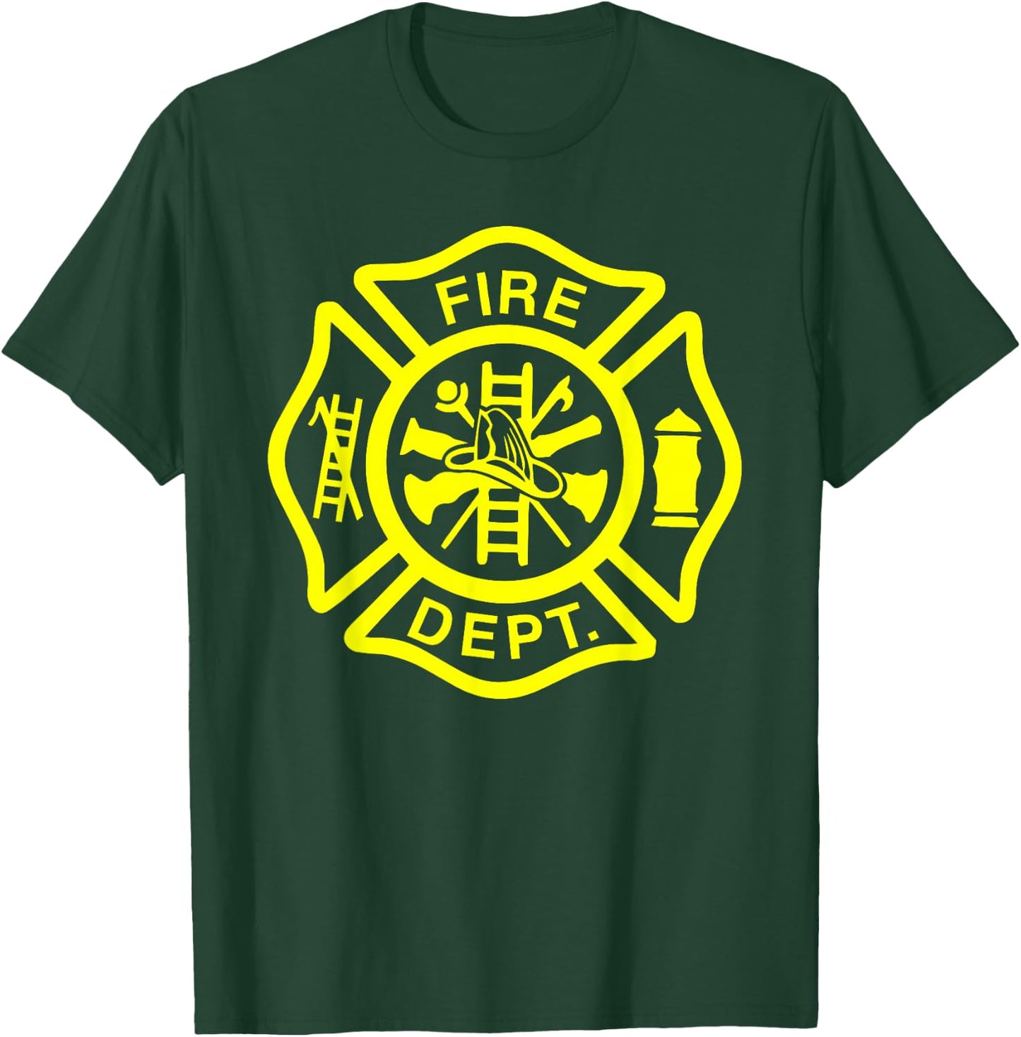 Fire Department Logo Uniform Fireman Symbol Firefighter Gear T-Shirt - T-Shirt | Forest