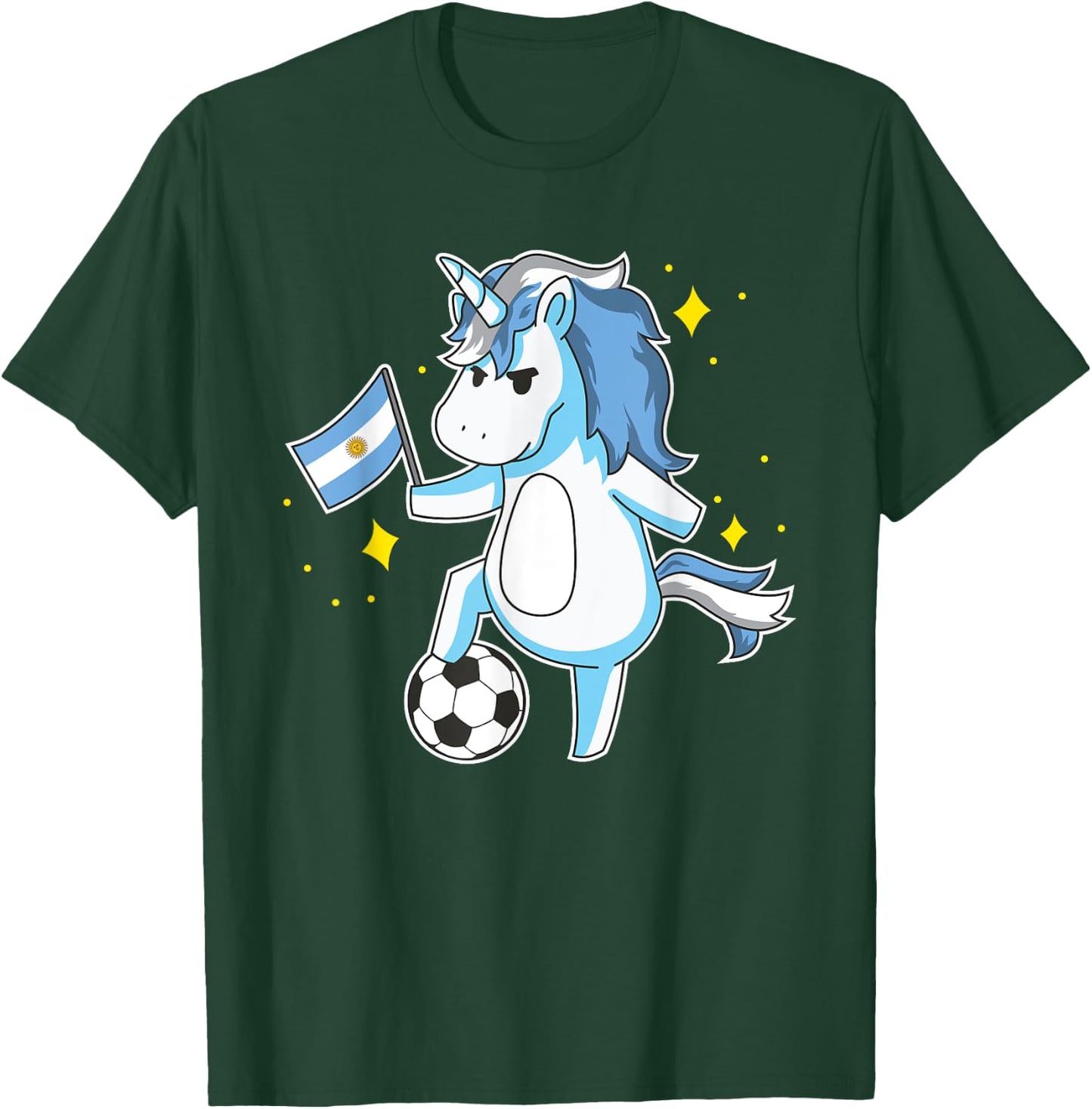 Soccer Unicorn Argentina Jersey Design Argentinian Football T-Shirt - T-Shirt | Forest