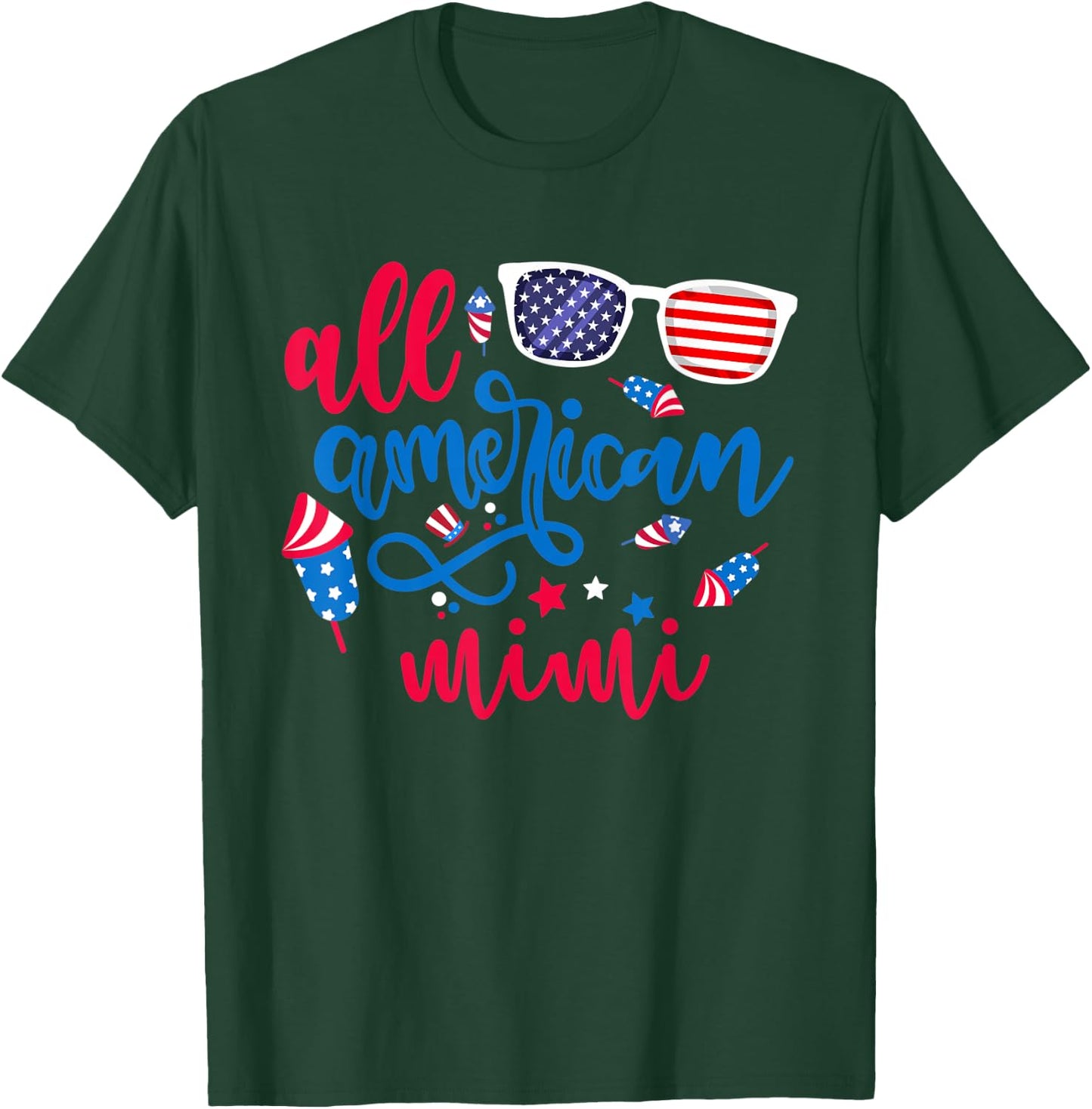 All American Mimi 4th of July Grandma Mama Patriotic Women T-Shirt - T-Shirt | Forest