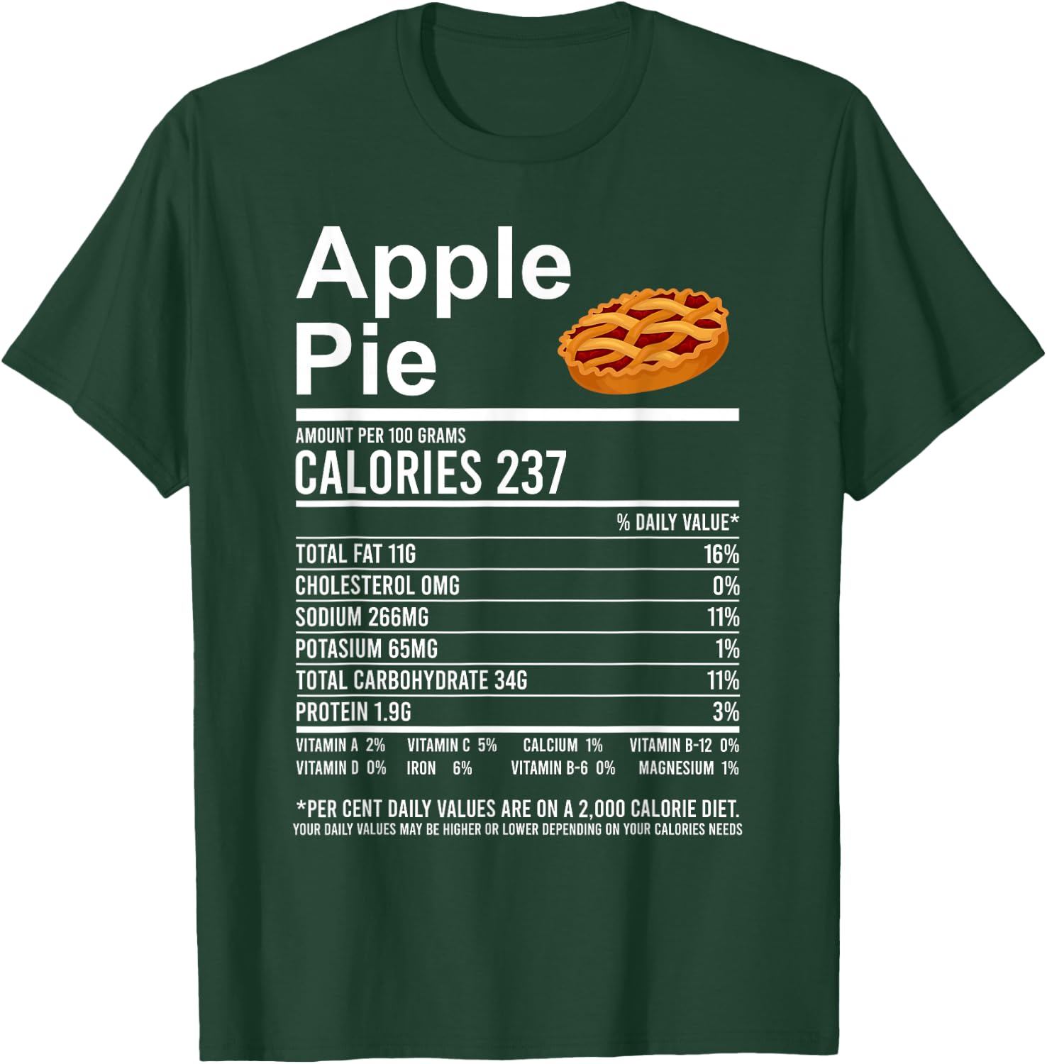 Funny Thanksgiving Food Apparel, Apple Pie Nutrition Facts T-Shirt - T-Shirt | Forest