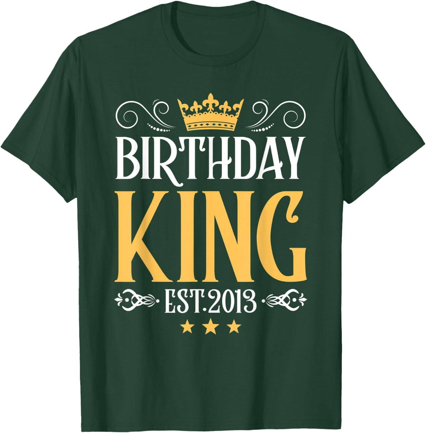 mb 9th Birthday King Est 2013 Golden Crown Boys Men T-Shirt - T-Shirt | Forest