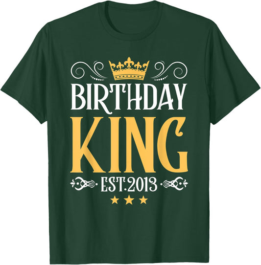 mb 9th Birthday King Est 2013 Golden Crown Boys Men T-Shirt - T-Shirt | Forest