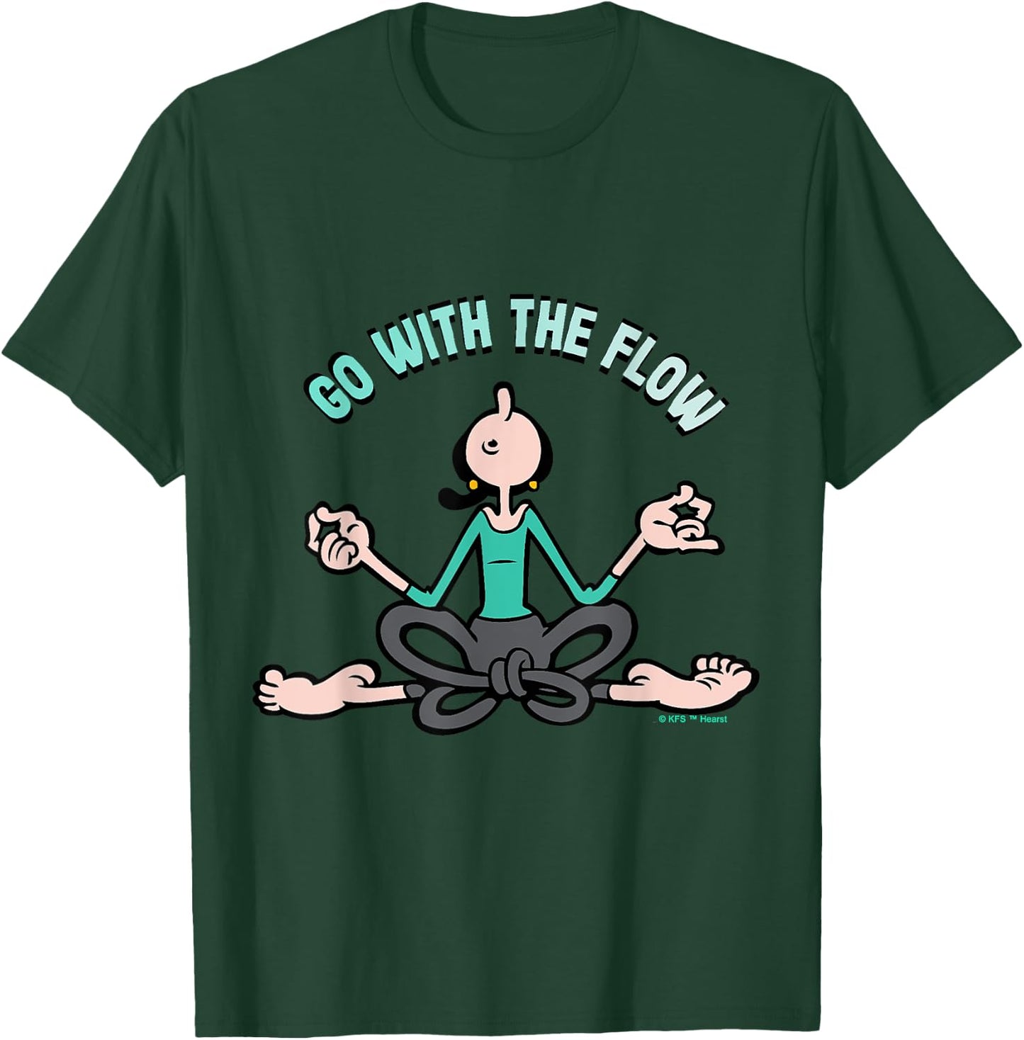 Olive Oyl "Go with the Flow" Yoga for Humanity Day T-Shirt - T-Shirt | Forest