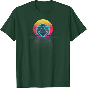 80s 90s Retro Old School Gamer Geek Dice Gaming RPG T-Shirt - T-Shirt | Forest