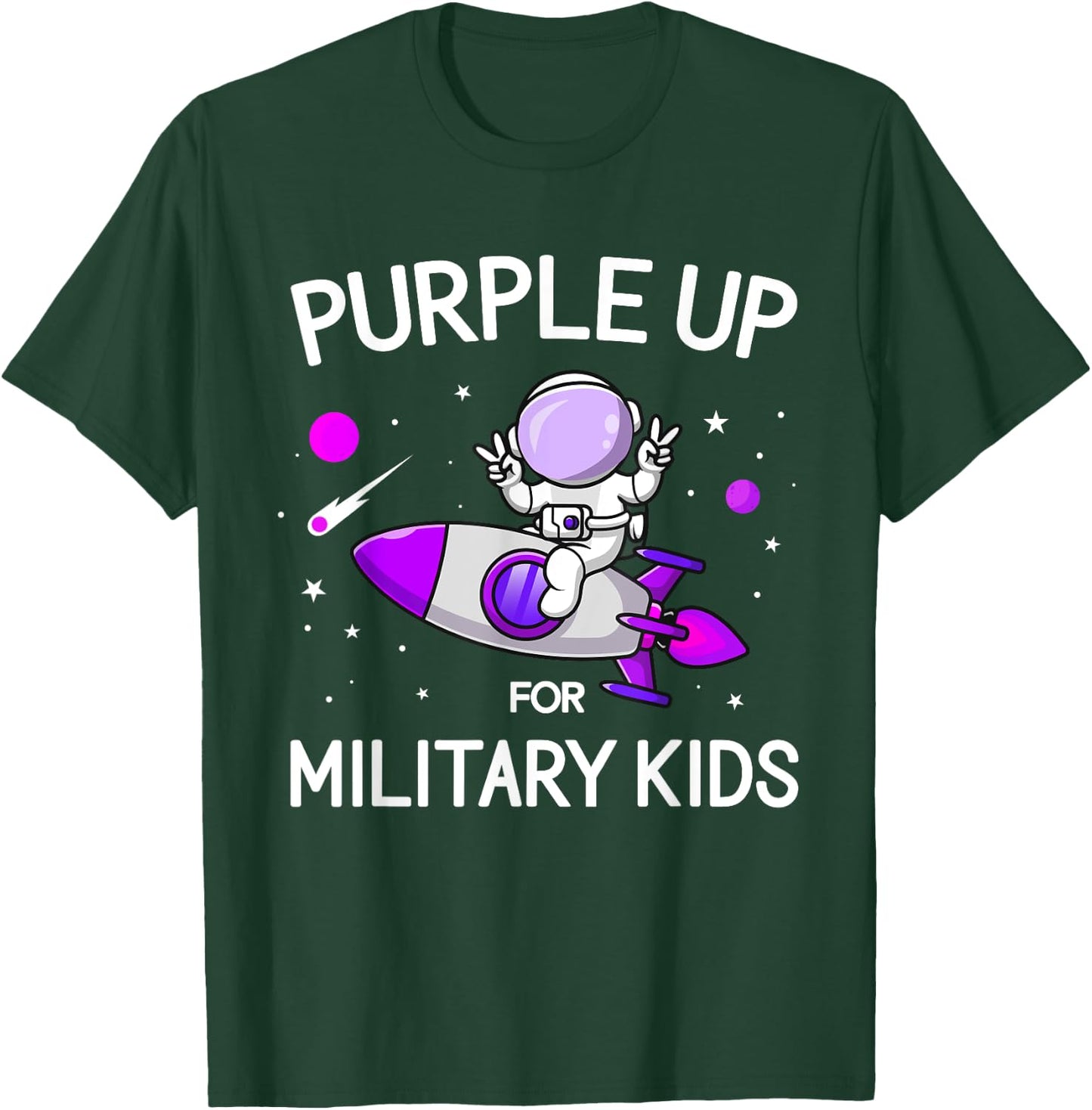 Month Of Military Child Astronaut Purple Up Military Kids T-Shirt - T-Shirt | Forest