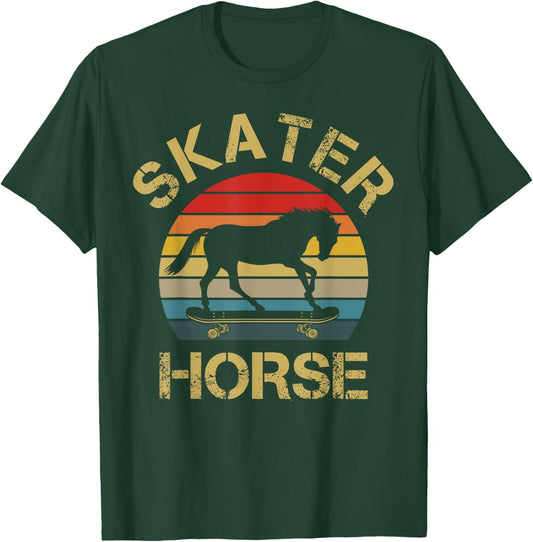 I Like Horse Skateboard Skater Horse Skating Horses Lover T-Shirt - T-Shirt | Forest