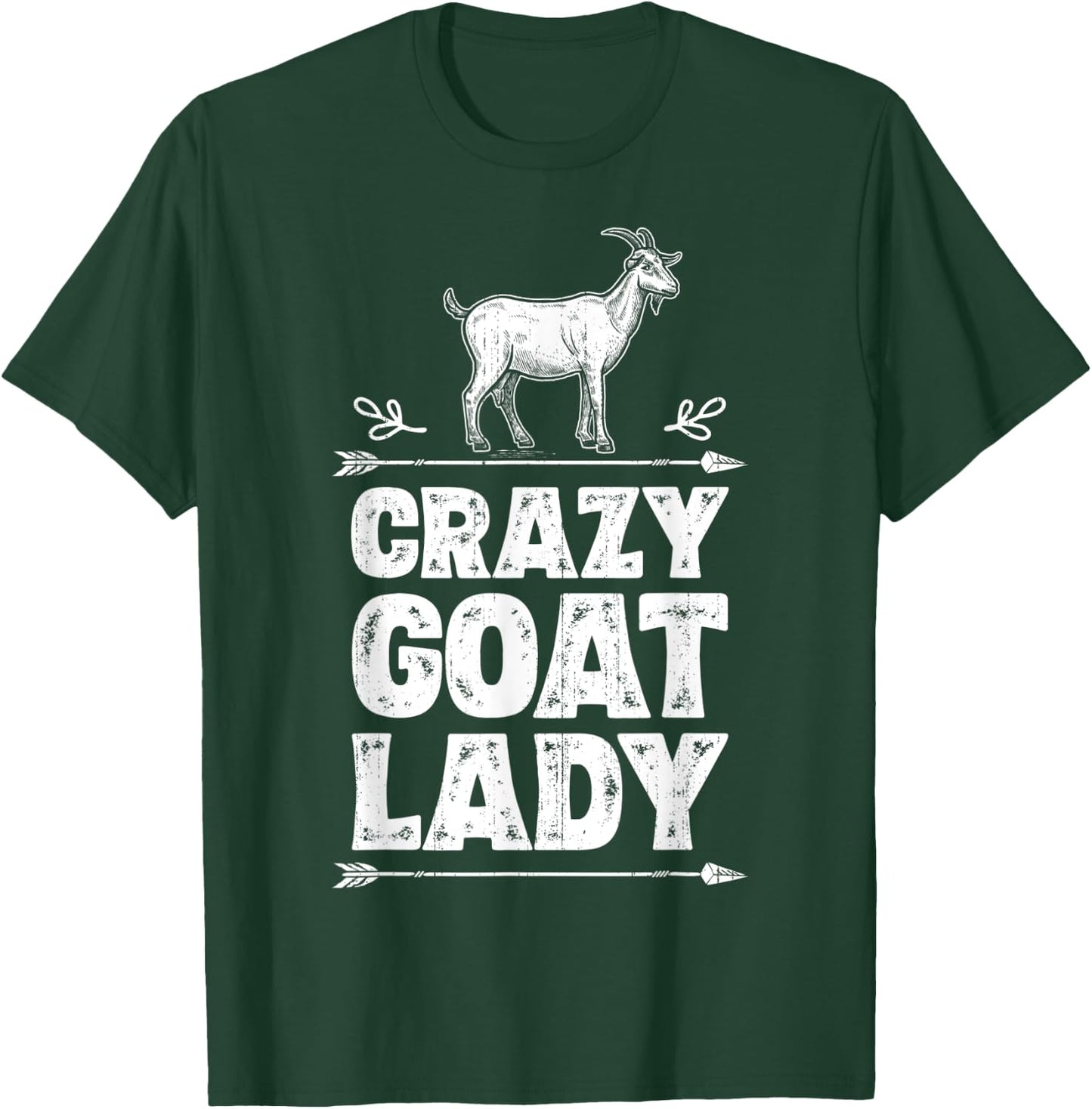 Crazy Goat Lady Girls Women Farmer Farm Animal Lover Vintage T-Shirt - T-Shirt | Forest