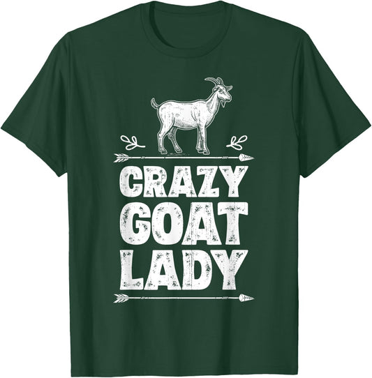 Crazy Goat Lady Girls Women Farmer Farm Animal Lover Vintage T-Shirt - T-Shirt | Forest