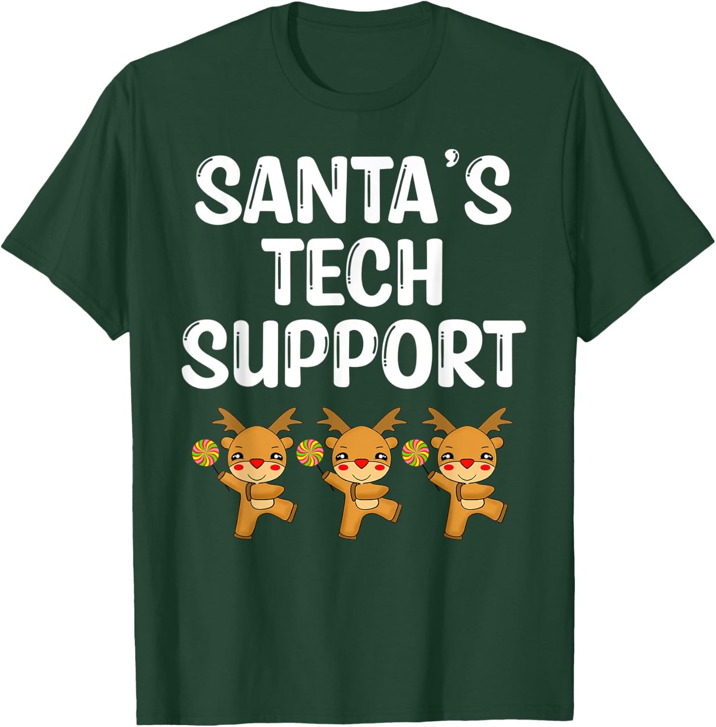 Santa's tech support Christmas IT computer Funny reindeer T-Shirt - T-Shirt | Forest