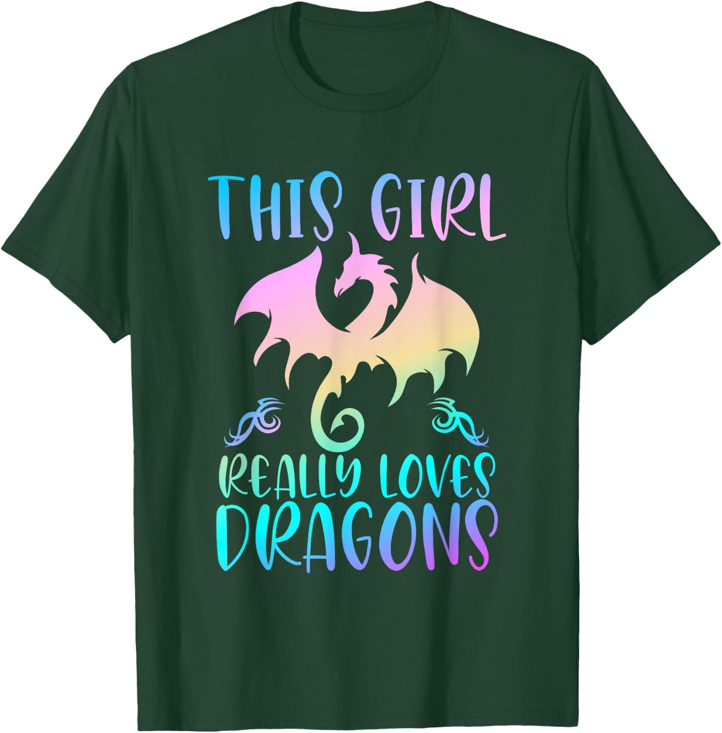 Cute Dragon Gifts Girl Loves Dragons Rainbow Dragon Lovers T-Shirt - T-Shirt | Forest