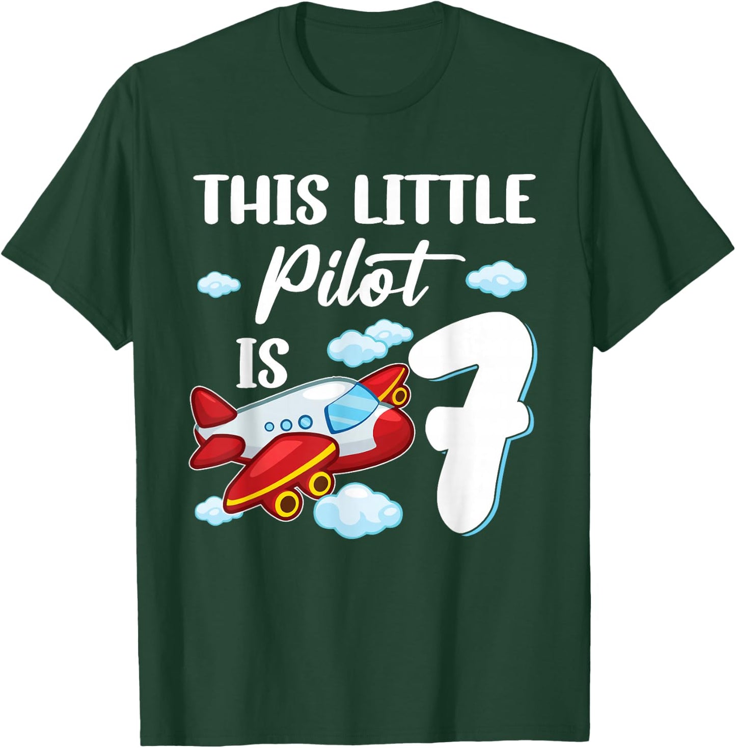 This little Pilot is 7 year old Kids Airplane 7th Birthday T-Shirt - T-Shirt | Forest
