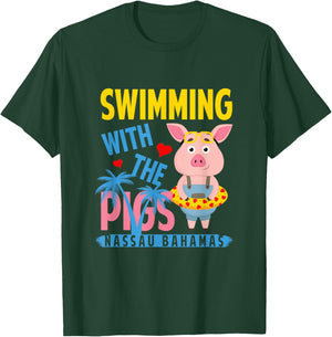 Swimming With The Pigs Nassau Bahamas Hello Summer Beach Women T-Shirt - T-Shirt | Forest