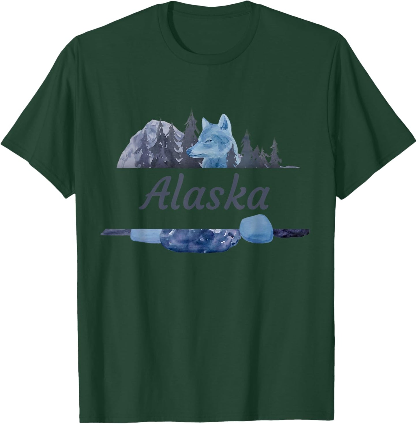 Alaskan Vacation Wolf Design T-Shirt - T-Shirt | Forest