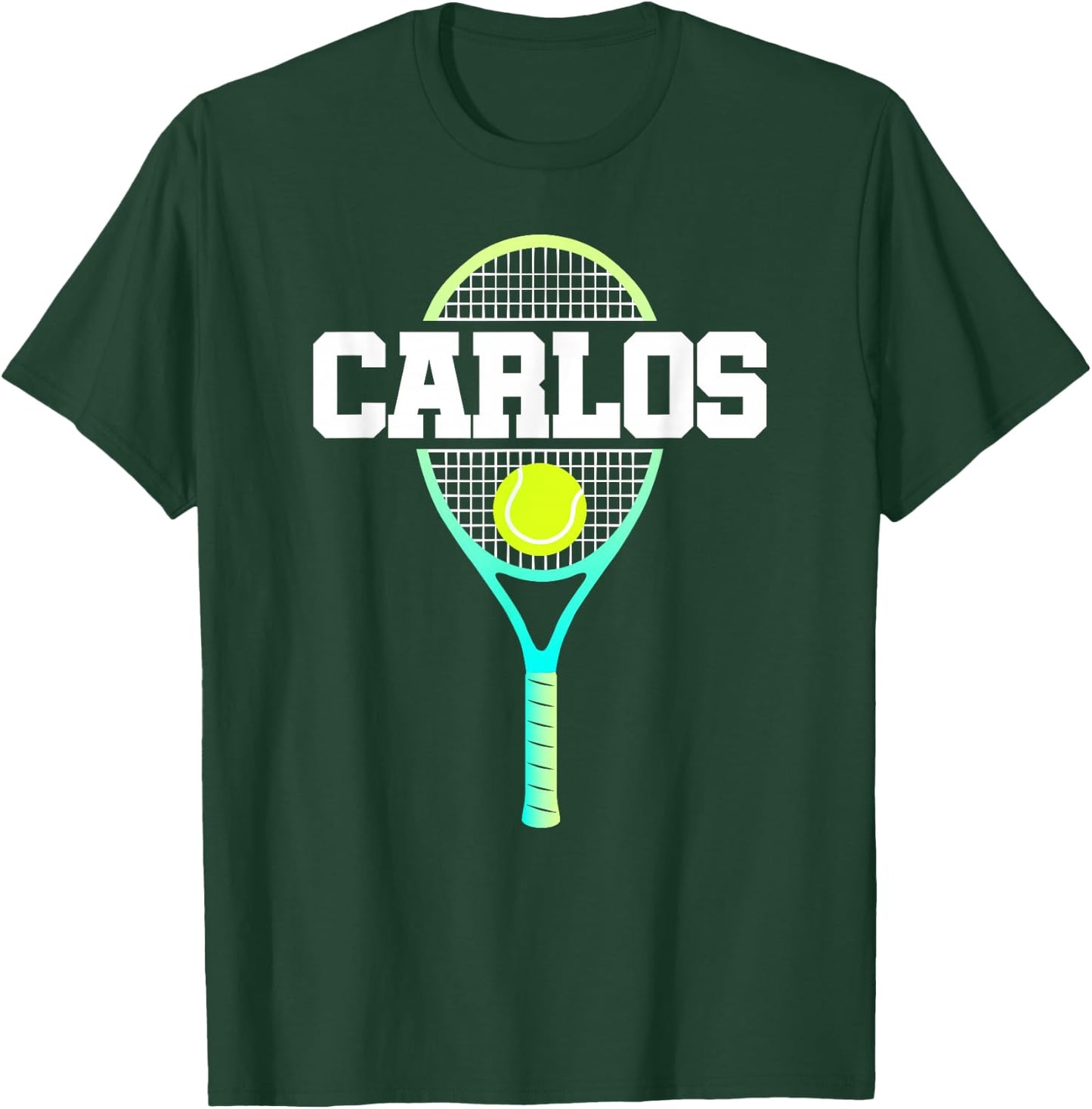 Carlos Name Tennis Player Boys Ball and Racket Sports Fan T-Shirt - T-Shirt | Forest