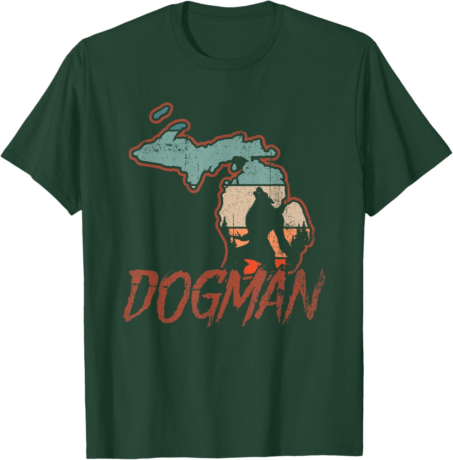 Cryptids Cryptozoology Monsters State of Michigan Dogman T-Shirt - T-Shirt | Forest