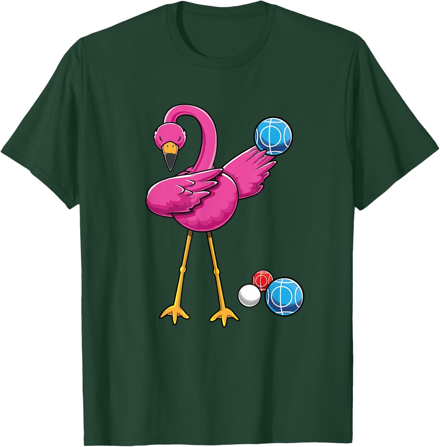 Cute Dabbing Flamingo Bocce Ball Player Boccie Girls Bocci T-Shirt - T-Shirt | Forest